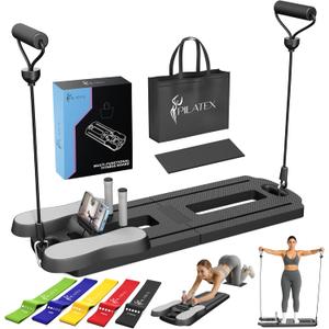 PILATEX Pilates Board – Foldable Pilates Reformer with Resistance Bands, Bar & Travel Bag – Full-Body Strength & Ab Training Equipment for Women & Men, 15 in 1