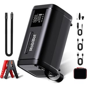 4000A Jump Starter with Air Compressor, 74Wh Battery Jumper Starter Portable with LED Display, 12V 4-in-1 Jump Box Pack (10L Gas/ 6L Diesel) with 160PSI Tire Inflator, LED Light, Jumper Cables