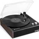 Victrola Eastwood Bluetooth Record Player 3-Speed Turntable, Premium MM Cartridge, Vinyl Stream for Wireless Streaming, Removable Dust Cover, Built-in Speakers (Espresso)