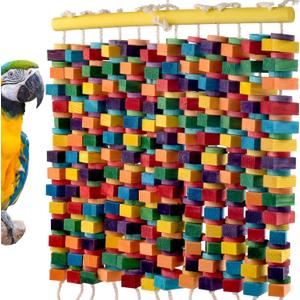 23 Inch Extra Large Bird Toy, Colorful Natural Chew Wood Blocks Hanging Parrot Tearing Toys, Birds Cage Accessories for Macaws, Amazon Parrots, African Grey, Cockatoos