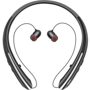 Neckband Bluetooth Headphones, Bluetooth 5.4 Wireless Headphones with Retractable Earbud, CVC8.0 Noise Cancelling, 18Hrs Playtime Stereo Headset (Black)