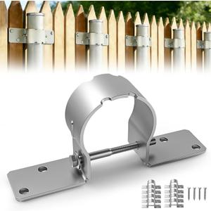 12 Pack Fence Post Bracket,1-7/8" Galvanized Pipe Grip Tie,Steel to Wood Fence Brackets,Metal Fence Brackets for Metal Posts Bracket (with Screws)