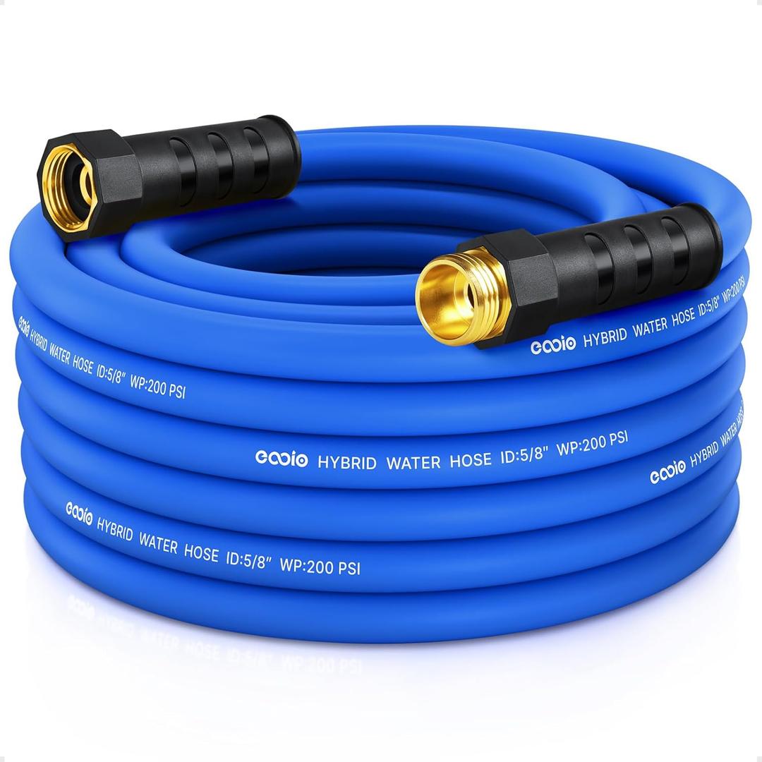 Heavy Duty Garden Hose 35 ft, Non-Expanding Flexible Water Hose, Kink Resistant Lightweight Hybrid Hose, Leakproof Hose Male to Female Fittings (Blue)