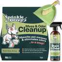 Sprinkle & Sweep: Pet Mess & Odor Cleanup Bundle - 15oz Bag, Dustpan Broom, 24oz Enzyme Stain Spray - Dog Accident Clumping Powder & Spot Treatment