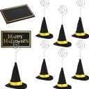 6 Set Felt Halloween Place Card Holders with 6 Pcs Place Cards and 6 Pcs Witch Hats Place Card Holders Table Number Photo Holder Table Decor for Halloween Party Wedding Birthday Decorations