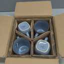 Famiware Coffee Mugs Set of 4, Ocean Square 13oz Coffee Cup Set with Handle for Cocoa, Milk, Hot Chocolate, Tea, Water, Stoneware Cups for Kitchen, Microwave and Dishwasher Safe, Blue