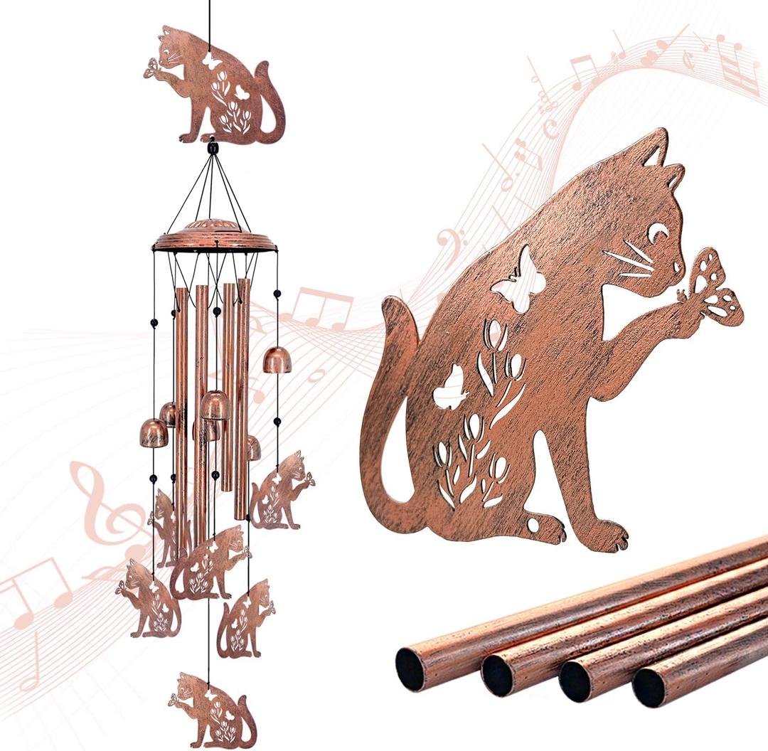 Cat Wind Chimes for Outside,Cat Gifts for Women/Men/Sympathy Gift/Memorial/Festival Birthday Gifts Metal windchimes Outdoors/Indoors,Patio,Garden Decor,Yard Decor,Porch