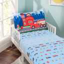 EVERYDAY KIDS 3-Piece Toddler Fitted Sheet, Flat Sheet and Pillowcase Set - Police, Fire and Rescue - Soft Breathable Microfiber Boys Toddler Bed Sheets Set