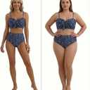 Herseas Women's Seashell Textured Bikini Sets Knotted Front 2 Piece Swimsuits Ruffle Trim Bathing Suits, L