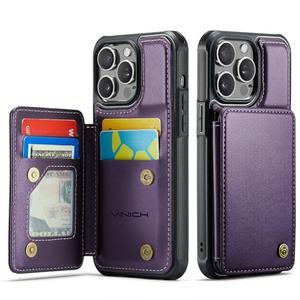 Vinich for iPhoneWallet Case with Card Holder, RFID Blocking Credit Slots Kickstand Shockproof Phone Cover Fit for iPhone  Purple
