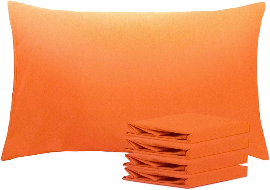 NTBAY Queen Pillowcase Set - 4 Pack Brushed Microfiber 20x30 Pillowcases - Soft, Wrinkle-Free, Fade-Resistant, Stain-Resistant, Orange Pillowcases with Envelope Closure - 20x30 Inches, Orange