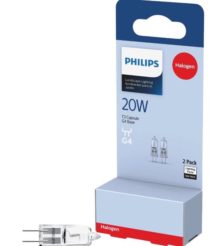 Philips 20W 12V Clear G4 Base T3 Halogen Landscape Cabinet Light Bulb 2 Packs Each, 3 Sets