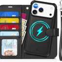TUCCH 2-in-1 Detachable Wallet Case for iPhone 17 Pro Max (6.9") 2025, Wireless Charging | RFID Blocking 4 Card Holder | Wrist Strap | Kickstand | Magnetic | PU Leather | Protective Flip Cover | Black