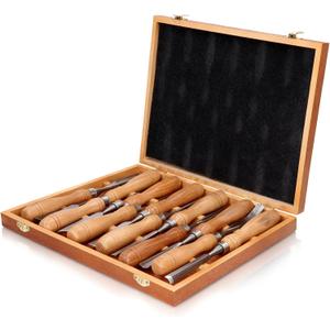 12Pcs Wood Chisel Set, 60CRV Blade Wood Carving Chisels Kit, Woodworking Chisels, Wood Carving Tools with Wooden Storage Case