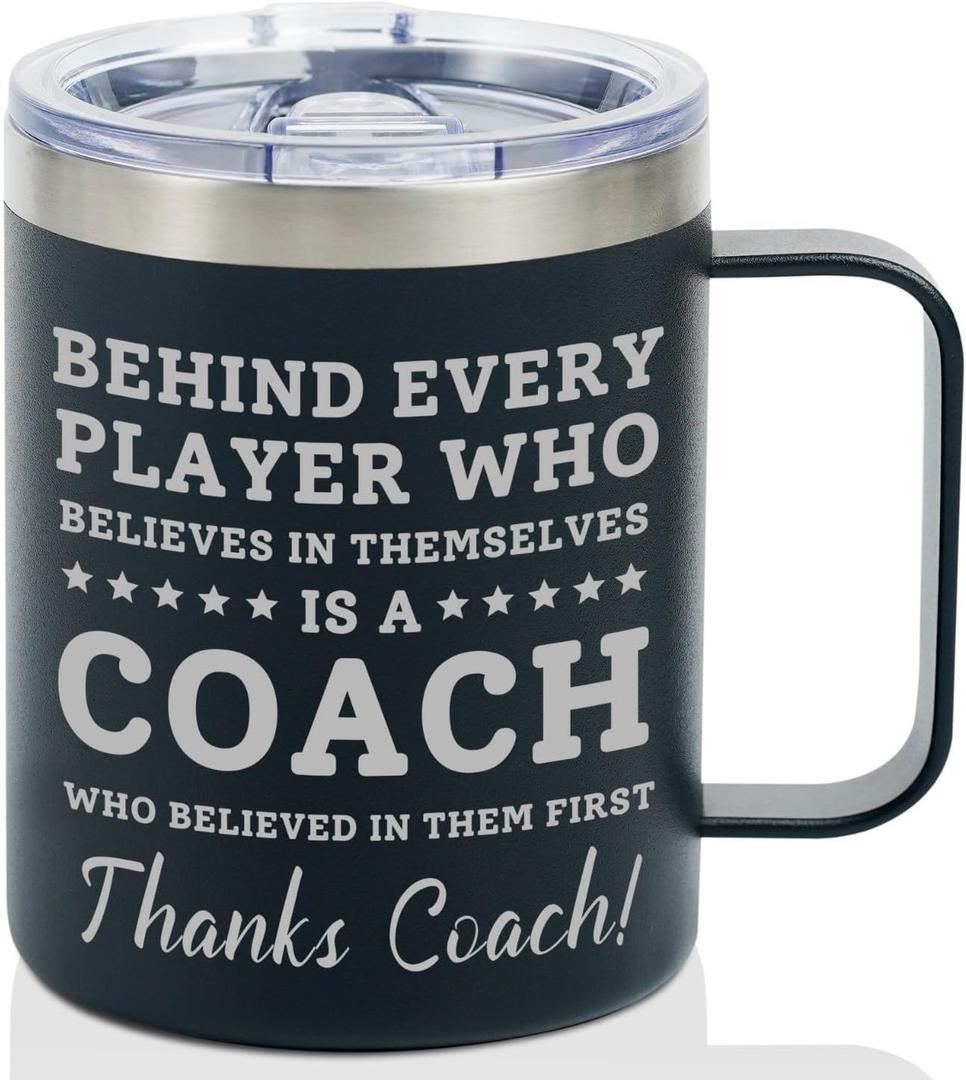 Onebttl Coach Gifts, Funny Gift Idea for Appreciation, Christmas, Birthday, 12oz Stainless Steel Insulated Travel Coffee Mug - Thanks Coach