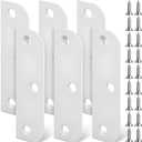Lounsweer 6 Pcs Hinge Filler Plates 3.5 Inch with 5/8 Inch Door Edge Filler, Stainless Steel Door Hinge Shims, Gate Hole Cover, Satin Chrome Blanks with Matching Screws (White)