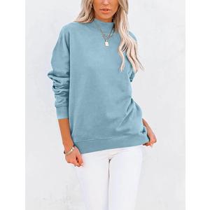 TICTICMIMI Women's Casual Long Sleeve Sweatshirt Tops Mock Turtleneck Lightweight Tunic Fall Pullover with Pocket
 XL Blue