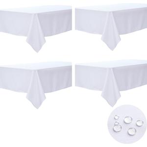 BYDOLL Table Cloth White 60x84 Inch Tablecloth 4 Pack for 6 Foot Rectangle Tables Outdoor Washable Wrinkle Free and Spillproof Polyester Tablecloth for Festival Wedding Party Cover