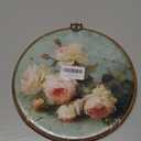 Vintage Victorian Rose Floral Wall Plaque – Shabby Chic Round Framed Artwork