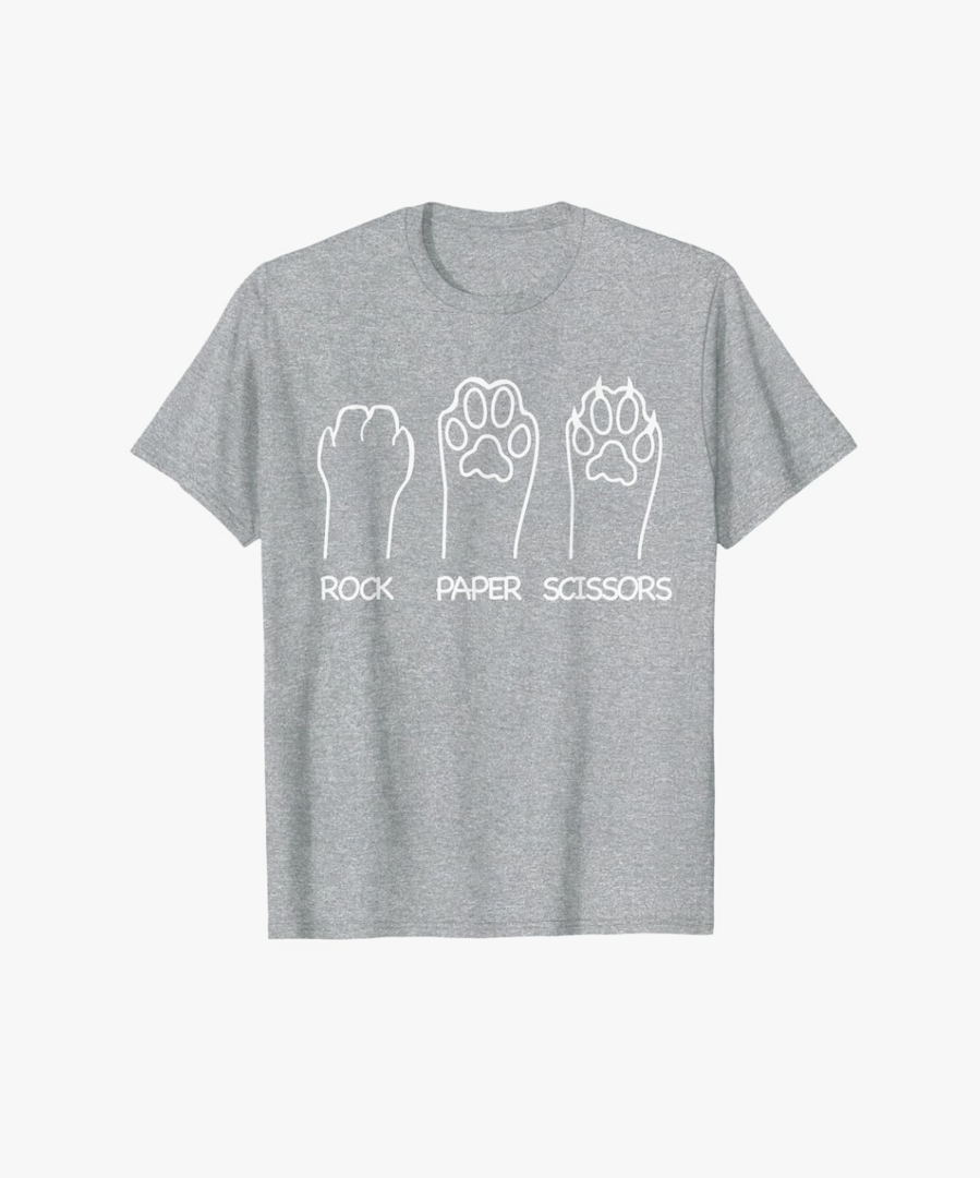Rock Paper Scissors Hand Game Cute Paw Funny Dog Men Women Girls Kids T-Shirt (Small)