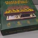 Large 23 inches Horse Race Board Game with Luxury Metal Numbered Horses, 4 in 1 Foldable Wood Horse Race Board Game with Dice Poker Chips/Chess & Checkers/Tic Tac Toe for for Adults Family Parties (Brown)