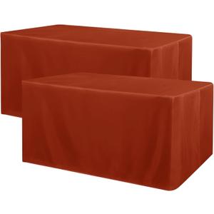 Obstal 2 Pack Table Clothes for 6 Foot Rectangle Tables - Water Resistant Washable Fabric Polyester Rectangle Table Cover Protector for Wedding, Banquet and Trade Shows, 72L x 30W Inches, Rust