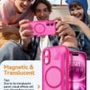 CANSHN Magnetic for iPhone 16 Case, Upgraded [Full Camera Protection] [Compatible with Magsafe] [Translucent Matte] Shockproof Protective Phone Case for iPhone 16 - Hot Pink
