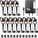 SUNVIE 12 Pack Low Voltage Landscape Lights with 300W Transformer 12-24V LED Landscape Lighting Kit 3000K Waterproof Aluminum Landscape Spotlights with Wire Connectors for House Yard Tree Garden