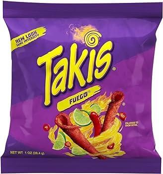 DRINKOLIN Takis Fuego Tortilla Chips, 1oz Pouches, Pack of 40 Perfect Snack BB 1/15/26 DRINKOLIN Takis Fuego Tortilla Chips, 1oz Pouches, Pack of 40 Perfect Snack BB 1/15/26