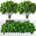 Hoteam 12 Bundles 12" Artificial Boxwood Stems Faux Greenery Plants UV Resistant Plastic Shrubs Fake Plants for Outdoor Window Porch Garden Farmhouse Home Decor