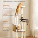 Feandrea Cat Tree, 64.6-Inch Modern Cat Tower, Multi-Level Condo with 5 Scratching Posts, Perch, Washable Removable Cushions, Cave, Rustic Brown UPCT166X01
