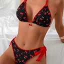 Women's 2 Piece Bikini Set Cherry Print Swimsuit M