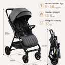 Firstness Lightweight Stroller for Toddlers Baby Foldable Stroller, Grey