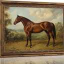 Gold Frame Vintage Horse Canvas Wall Art Rustic Farm Brown Horse Painting Picture Wall Decor Classic Antique Animals Poster Print Artwork for Bedroom Bathroom Office Home Decoration 12inx16in