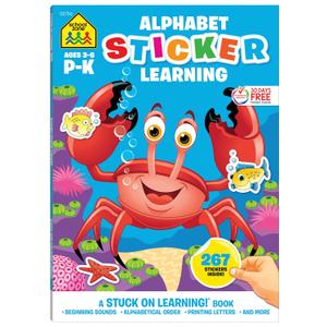 School Zone Alphabet Stickers Workbook: 64 Pages, Preschool, Kindergarten, 267 Stickers, ABCs, Printing Letters, Phonics, Ages 3 to 6 (Stuck on Learning! Book Series)