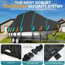 Trailerable T-Top Boat Cover Ture 1200D Solution Dyed Hard Top/T Top Boat Cover with 21 Windproof Straps, Motor Cover Fit 23'-25' Long Beam Width Up to 106" Center Console Boat with T Top Roof
