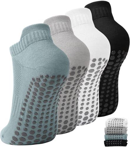 ACTINPUT Non Slip Grip Socks for Women and Men, Anti Slip Yoga Pilates Barre Socks with Silicone Grips, Non Skid Socks for Home, Hospital, Workout, S/M
