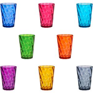 US Acrylic Optix Mini Plastic Reusable Drinking Glasses (Set of 8) 8oz Juice Cups in Jewel Tone Colors | BPA-Free Tumblers, Made in USA | Top-Rack Dishwasher Safe (8-ounce)