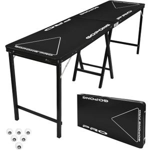 GoPong PRO 8 Foot Premium Beer Pong Table - heavy-duty (Black, 36-Inch Tall)