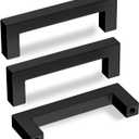 Goldenwarm 5 Pack Black Square Bar Cabinet Pull Drawer Handle Stainless Steel Modern Hardware for Kitchen and Bathroom Cabinets Cupboard,Center to Center 3-1/2in (90mm)
