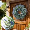 26'' Large Lavender & Eucalyptus Wreath for Front Door - Artificial Eucalyptus Leaves Greenery Outdoor Wreath for Wedding Farmhouse Porch Wall Room Home Decor (Blue)
