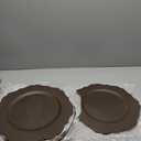 Mifoci 12 Pcs 13" Rustic Brown Wooden Textured Acrylic Chargers Plates with Scalloped Rim Round Faux Wood Chargers for Dinner Plates for Fall Thanksgiving Day Wedding Party Table Decor