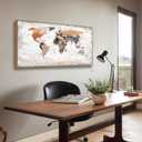 BQVCT Large World Map Wall Art, Framed Canvas Print, Office World Map Wall Decor Map of the world Picture Artwork Decor for Home Bedroom Decoration 30 x 58 inch Ready to Hang