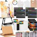 VISWIN Professional All-in-One Art Painting Kit with Aluminum & Beech Wood Easel, 96 Acrylic, Watercolor & Oil Paint Set, Canvas, Painting Set with Complete Art Supplies for Adult, Artist, Beginner