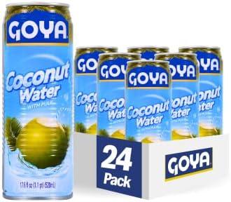 Goya Foods Coconut Water With Pulp, Real Coconut Pieces, 17.6 Fl Oz, Pack of 24, (33939), 12/18/2026