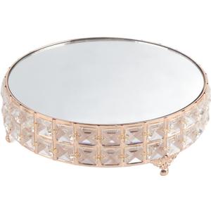 Elegant Gold Mirrored Cake Stand - Premium Crystal Glass Display with Sturdy Iron Base, Perfect for Weddings and Special Events