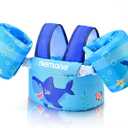 Nemone Toddler Swim Vest for 22-70 lbs Kids Floaties Swim Jacket with Arm Water Wings for Girls Boys 1-7 Years Old Beach Pool 20-66 Pounds Puddle Jumper (Lucky Shark)