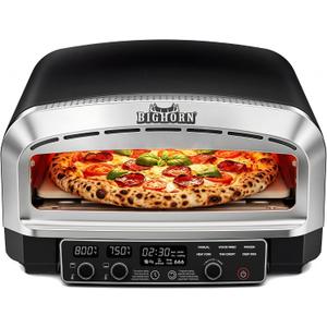 BIG HORN 14-Inch Indoor Pizza Oven, 850°F Electric Countertop Pizza Oven
6 Preset Modes for Restaurant-Style Artisan Pizza, Include Pizza Stone and Pizza Peel, PID Precision Temperature Control