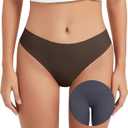 OVRUNS Camel Toe Underwear Thong for Women Cameltoe Proof Concealer Thongs No Show Panties Seamless Workout Underwear XL