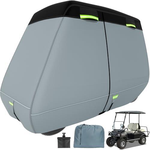 Ultra Thick 900D+600D Golf Cart Cover 2/4/6 Passenger 100% Waterproof Universal Fit for Yamaha, Club Car, EZGO with Large Storage & Toss Bag for All Weather Protection
